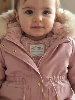 Kids Pink Faux-Fur Hooded Puffer Jacket